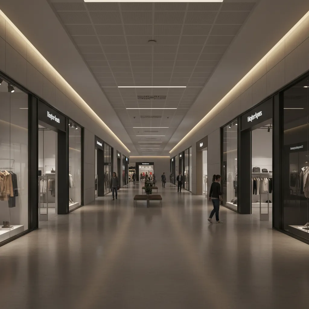 quiet shopping mall corridor with few visitors illustrating a retail dead zone