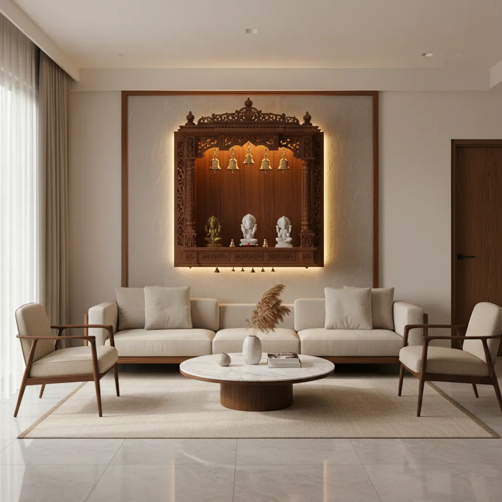 Mandir design for living room ideas with pro tips
