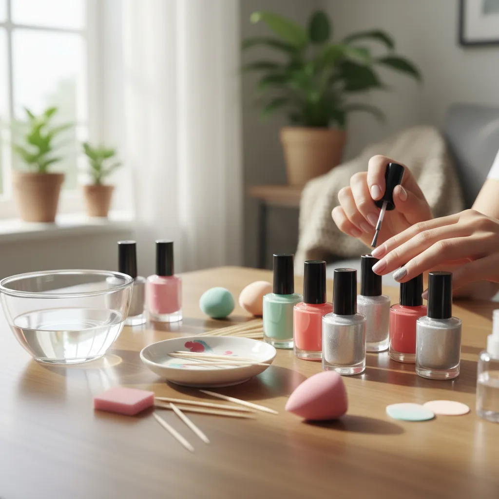 Herramientas caseras para hacer diseños de uñas como palillos y esmaltes