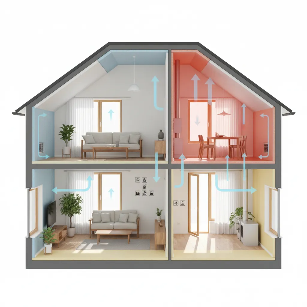 Visualization of HVAC load calculation factors like windows insulation and sun exposure