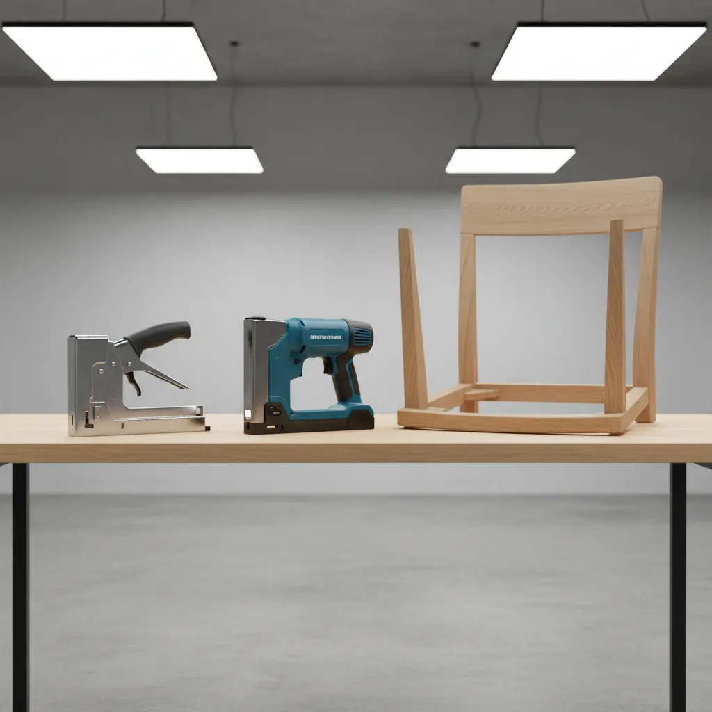 Manual and electric staple guns used for upholstery comparison