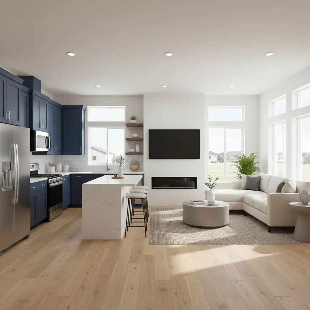 Upgraded manufactured home kitchen and living space interior