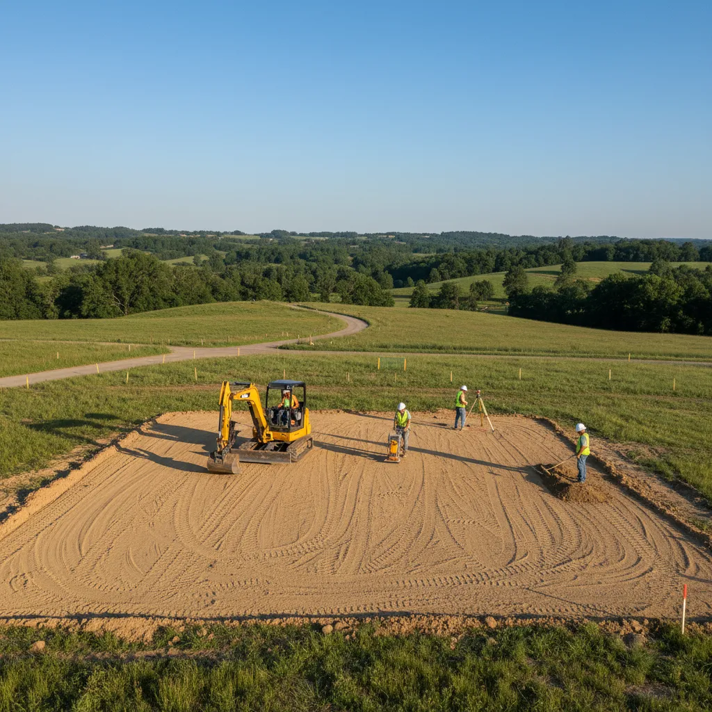 land clearing and grading work preparing a site for manufactured home installation