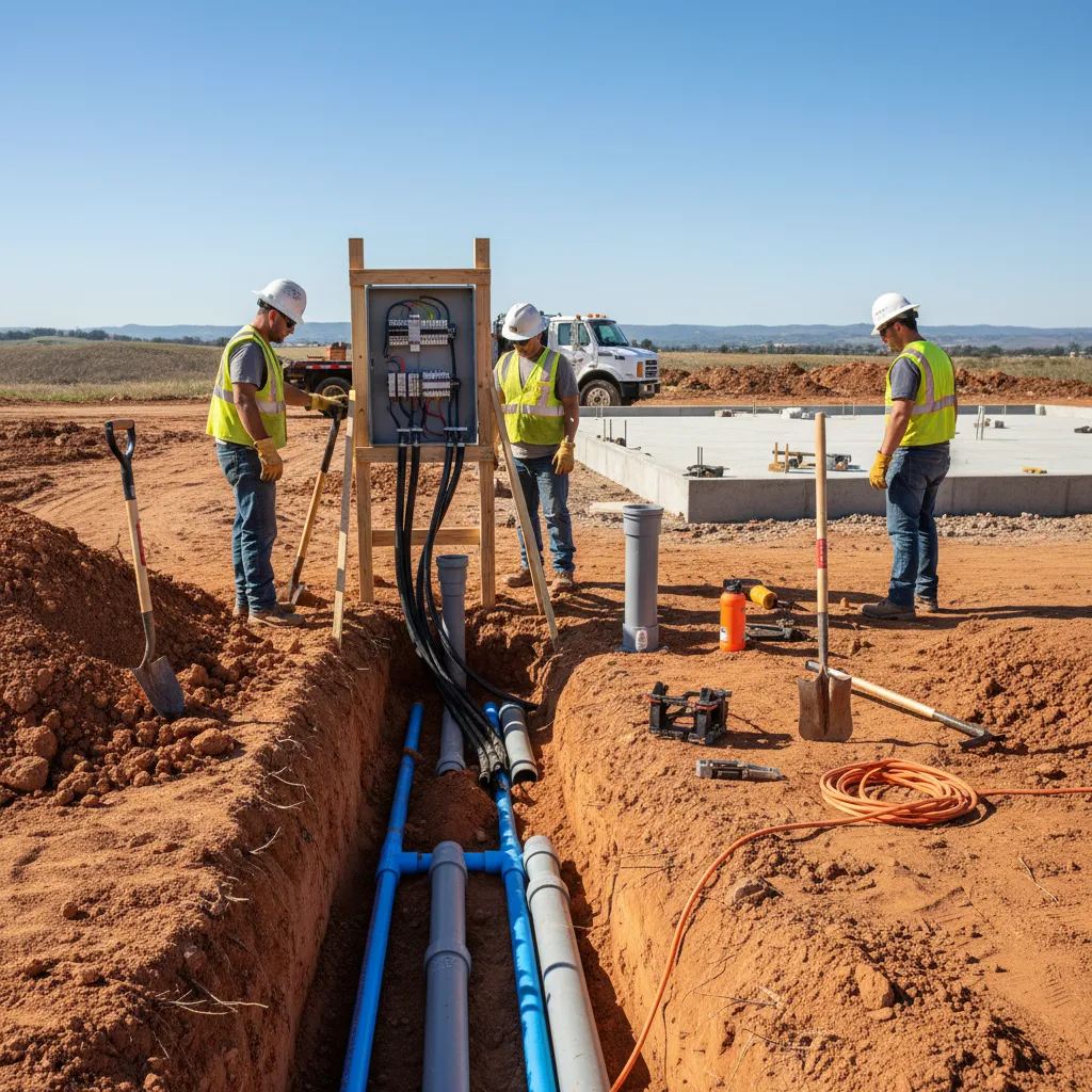 utility hookups including water, electrical and septic connections for manufactured home
