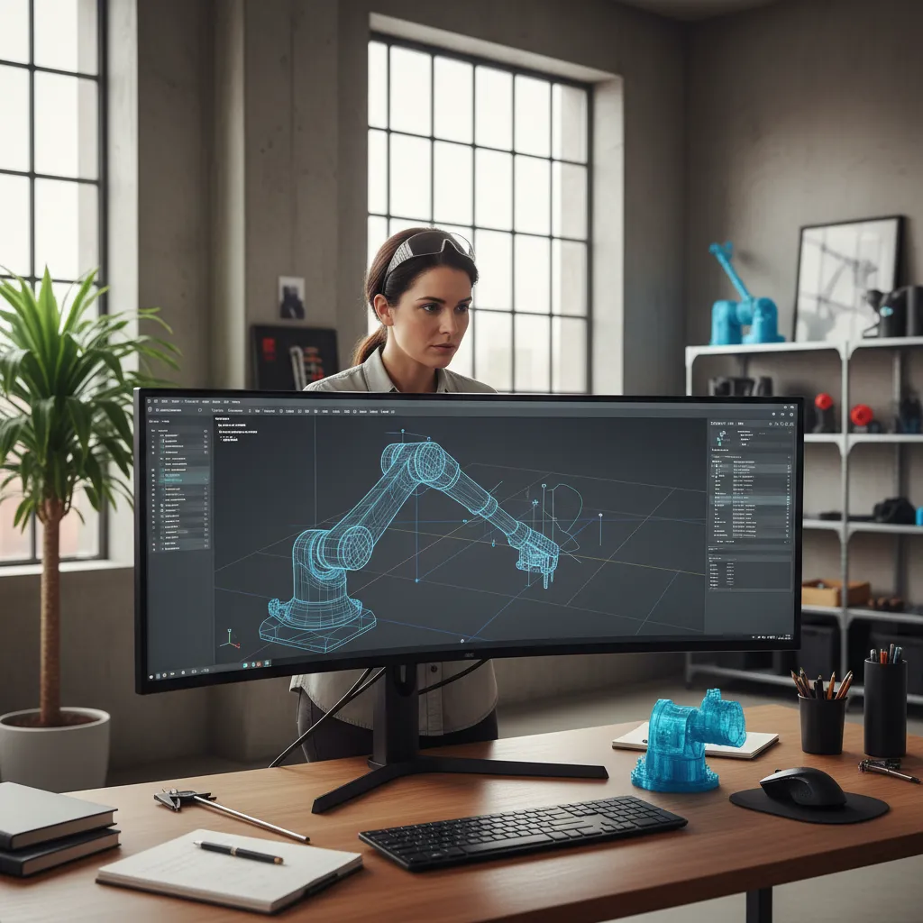 engineer preparing CAD model for 3D printing STL export in manufacturing environment