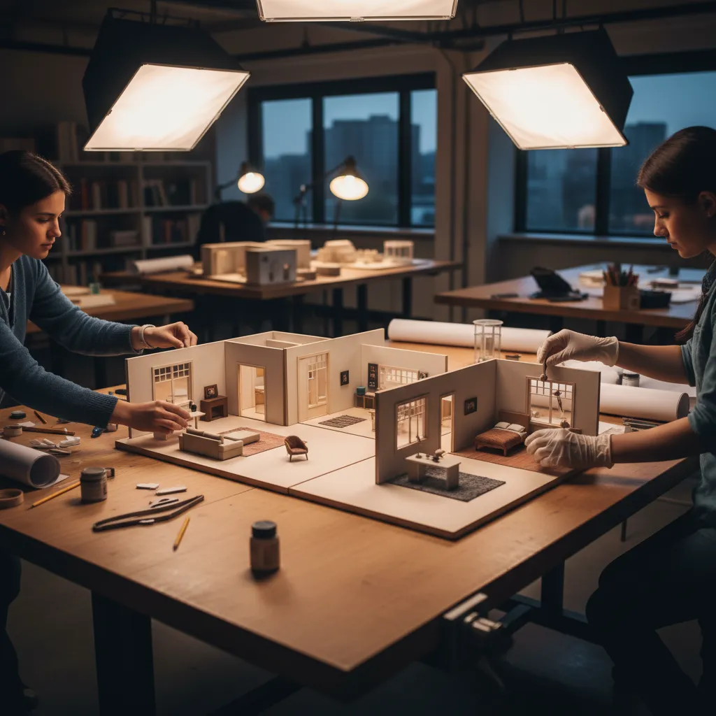 Maqueta física de un espacio interior creada por estudiantes