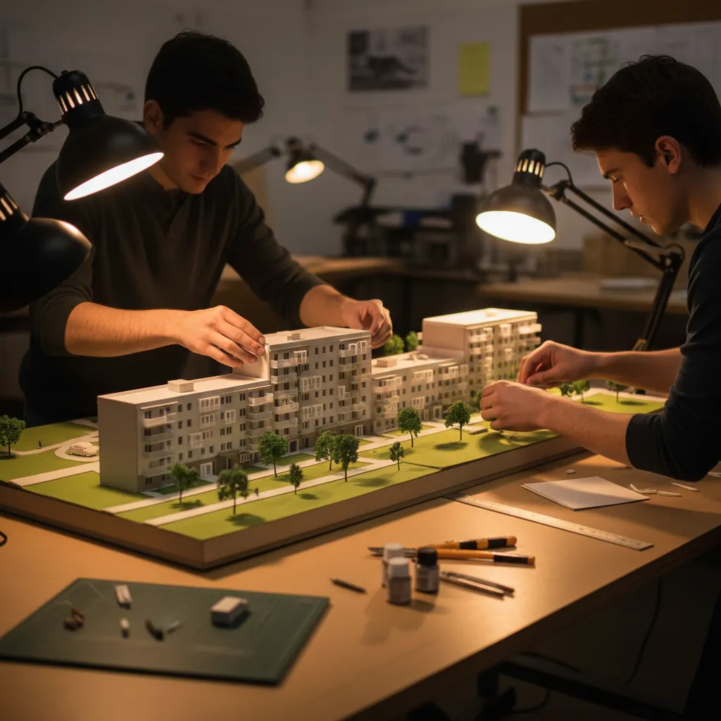 Maqueta arquitectónica detallada creada por estudiantes