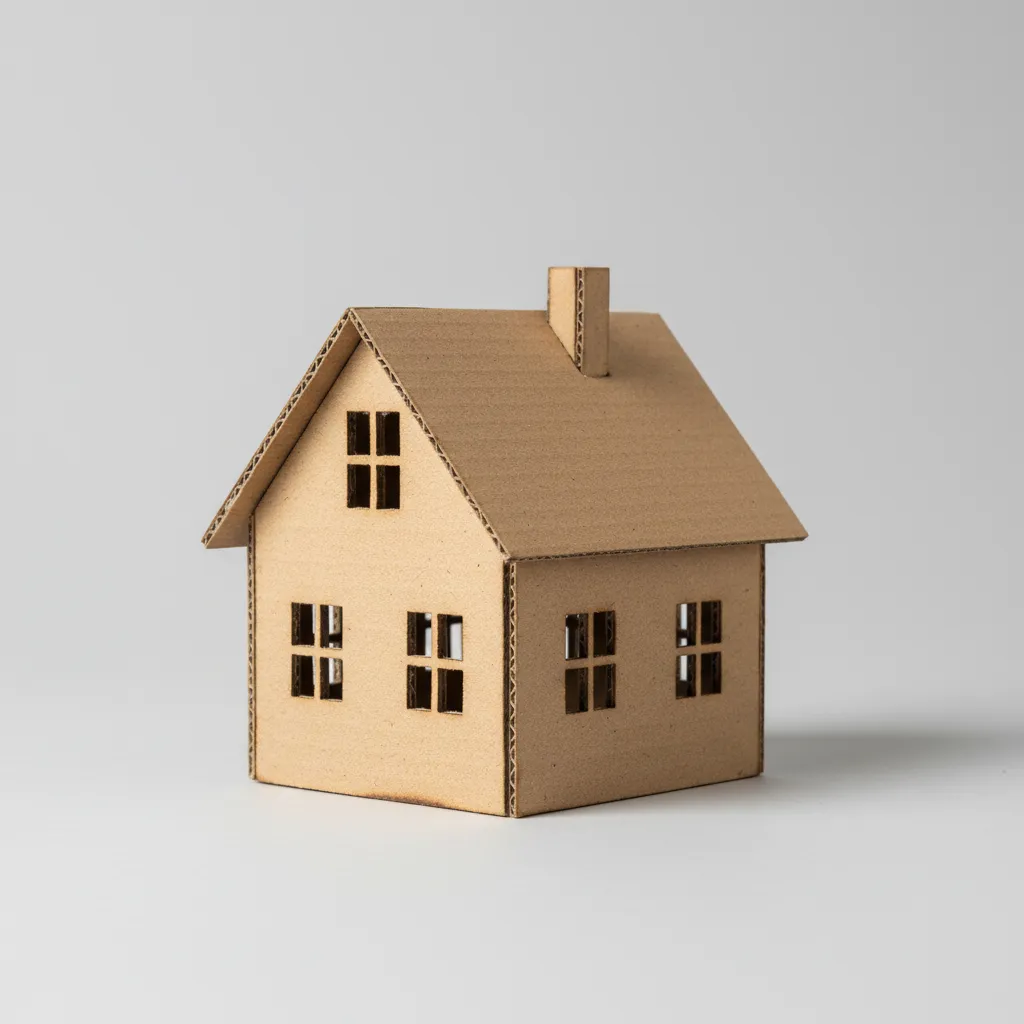 Maqueta pequeña de casa hecha con cartón
