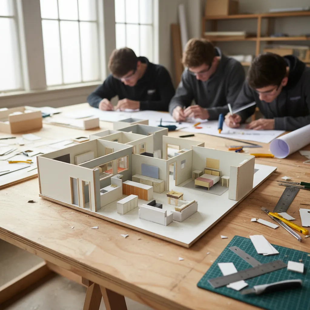 Maqueta física de vivienda usada en proyecto de diseño de interiores