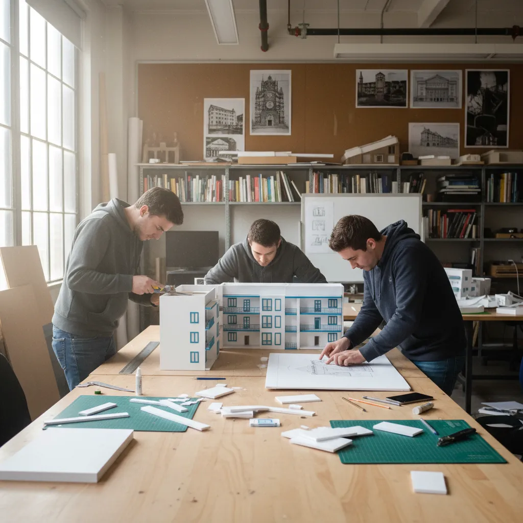 Maqueta física de un apartamento hecha por estudiantes de diseño