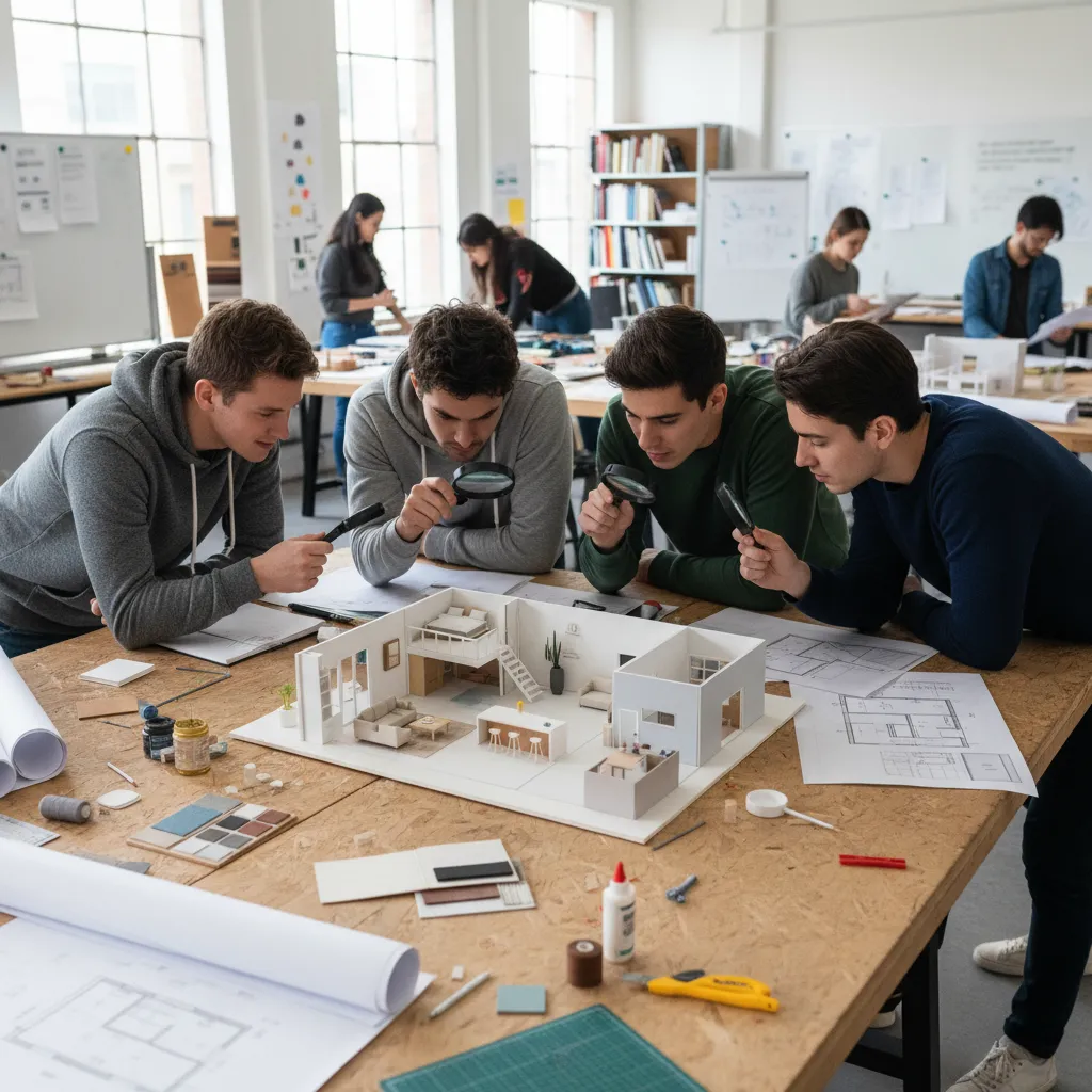 Maqueta arquitectónica de interiorismo creada por estudiantes
