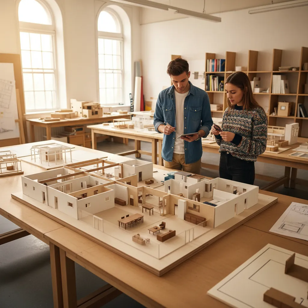 Maqueta física de un proyecto de interiorismo realizada por estudiantes