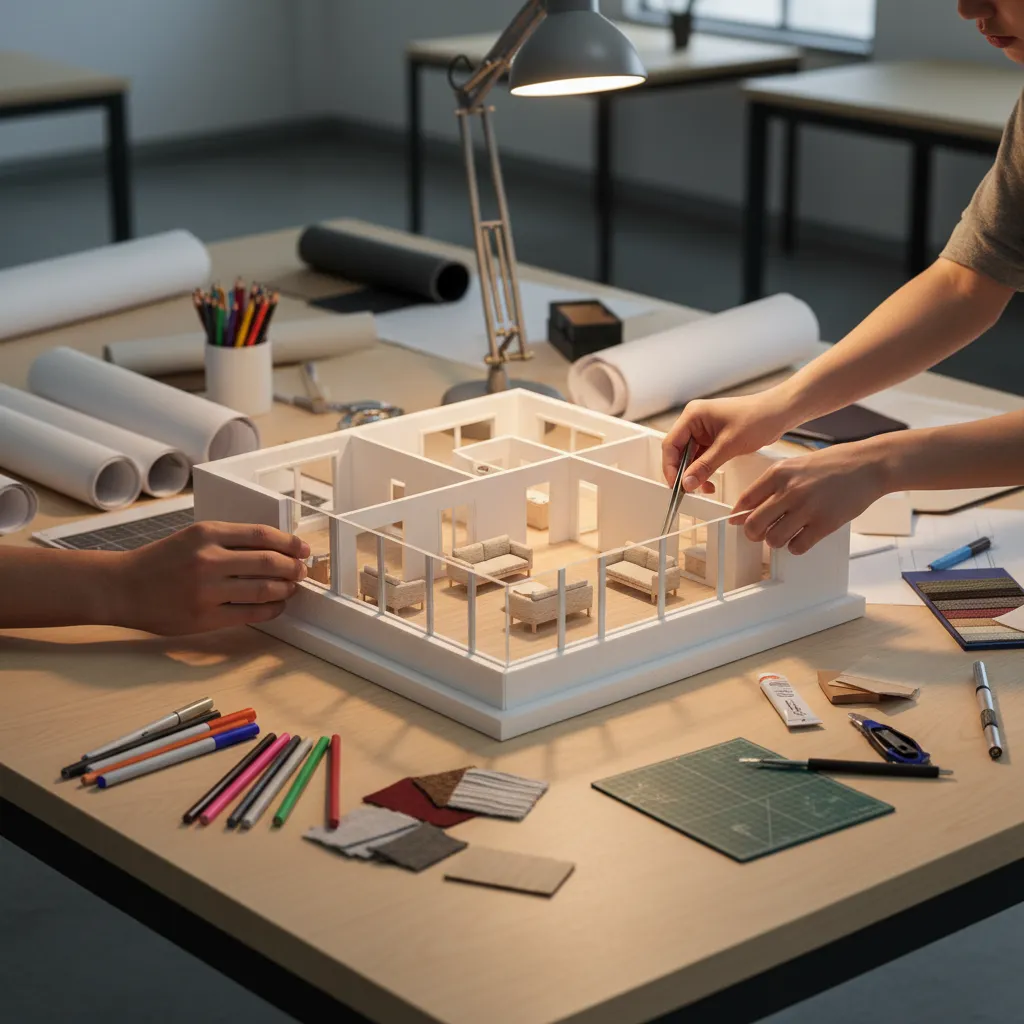 Maqueta arquitectónica de un apartamento utilizada en proyecto de diseño de interiores