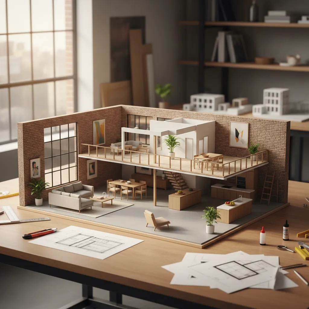 Maqueta arquitectónica de un proyecto de interiorismo