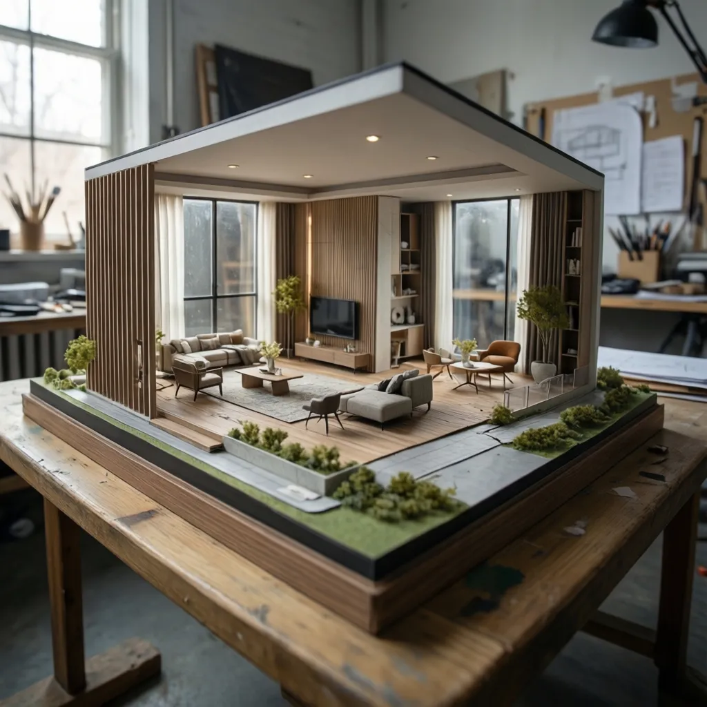 Maqueta arquitectónica de un proyecto de diseño de interiores