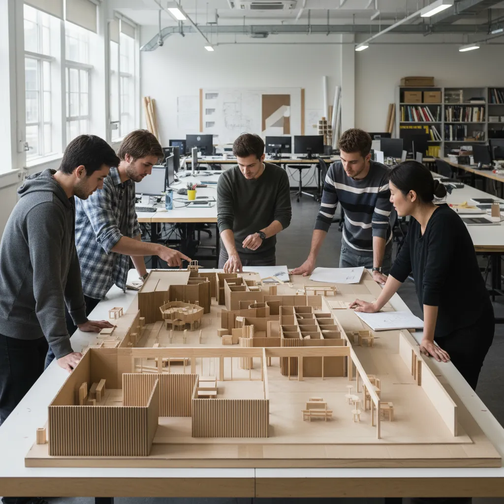 Maqueta física de un proyecto de interiorismo realizada por estudiantes