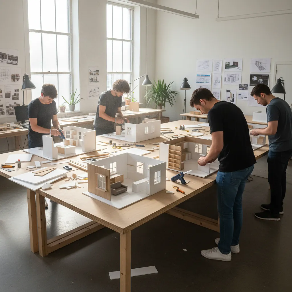 Maquetas arquitectónicas hechas por estudiantes de diseño