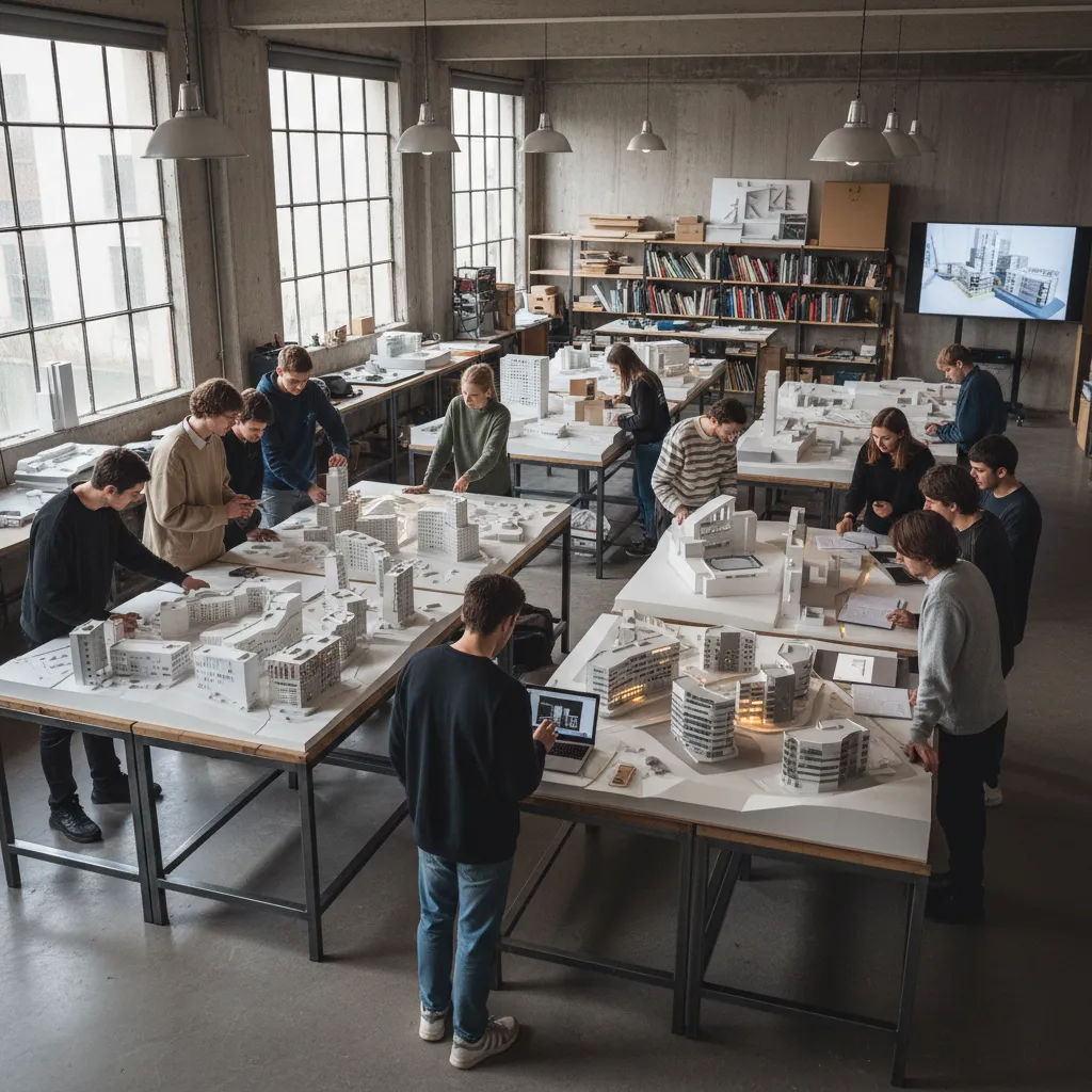 Maquetas arquitectónicas creadas por estudiantes de diseño de interiores