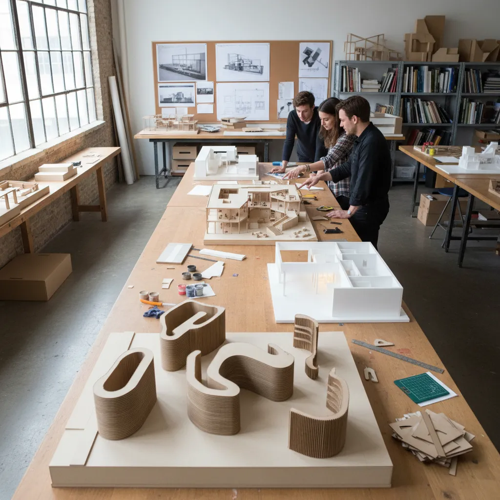Maquetas de proyectos de interiores creadas por estudiantes