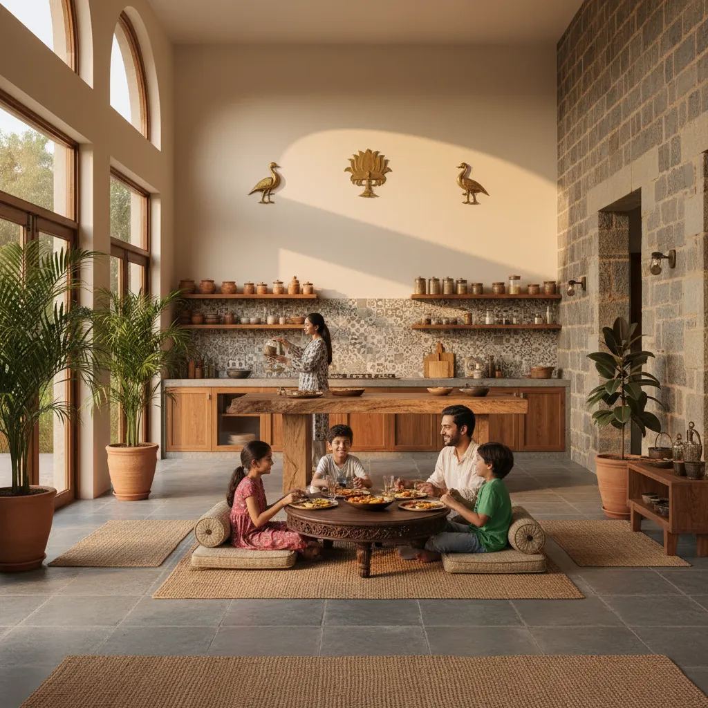 Woman managing household tasks representing the Marathi concept of Grihini