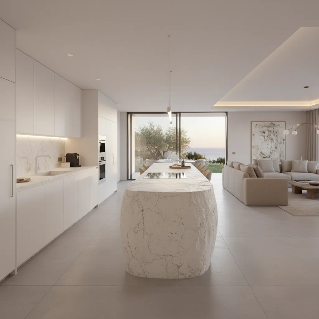 Cocina abierta moderna en una casa de Marbella