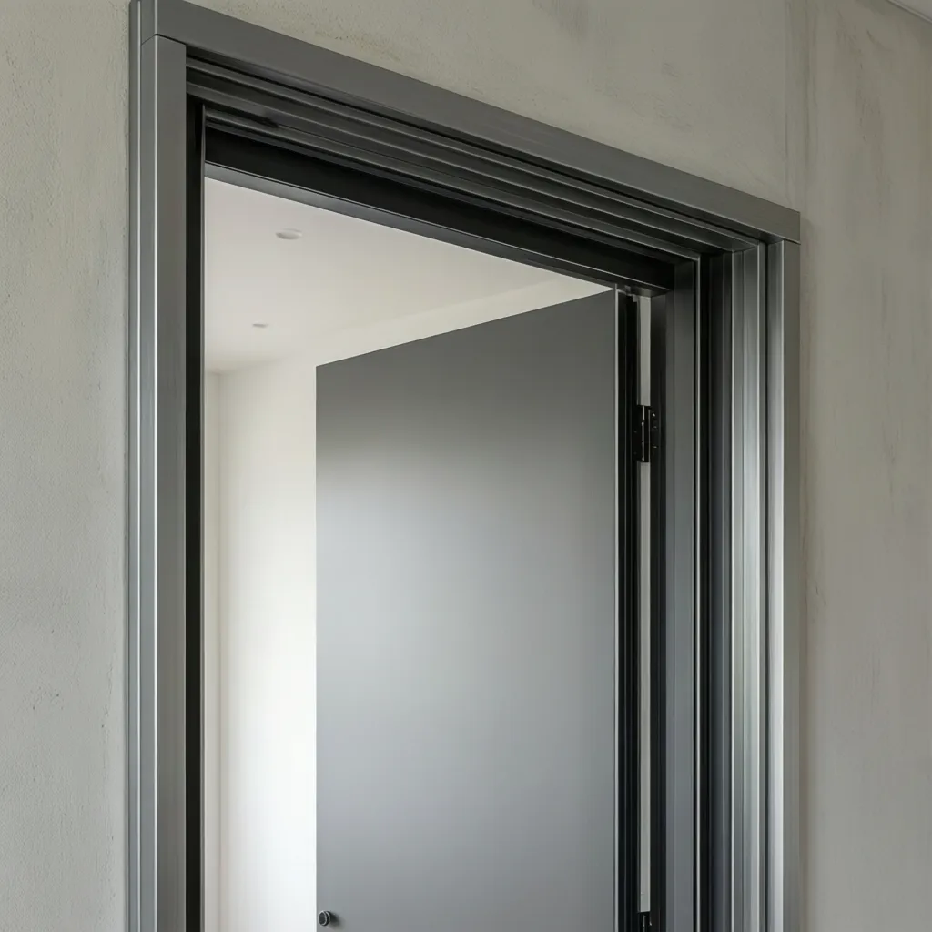 Detalle de marco oculto en puerta interior minimalista