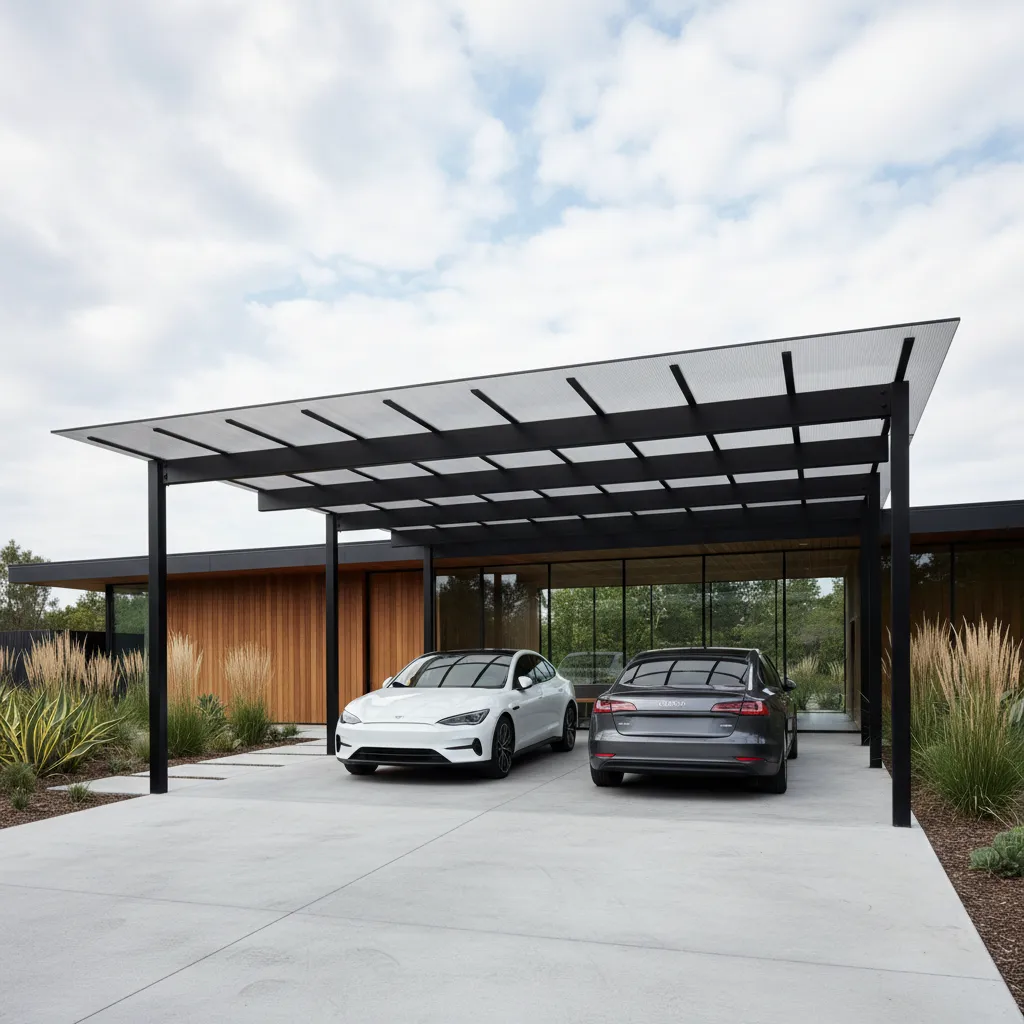 Marquesina para estacionamiento en una casa moderna