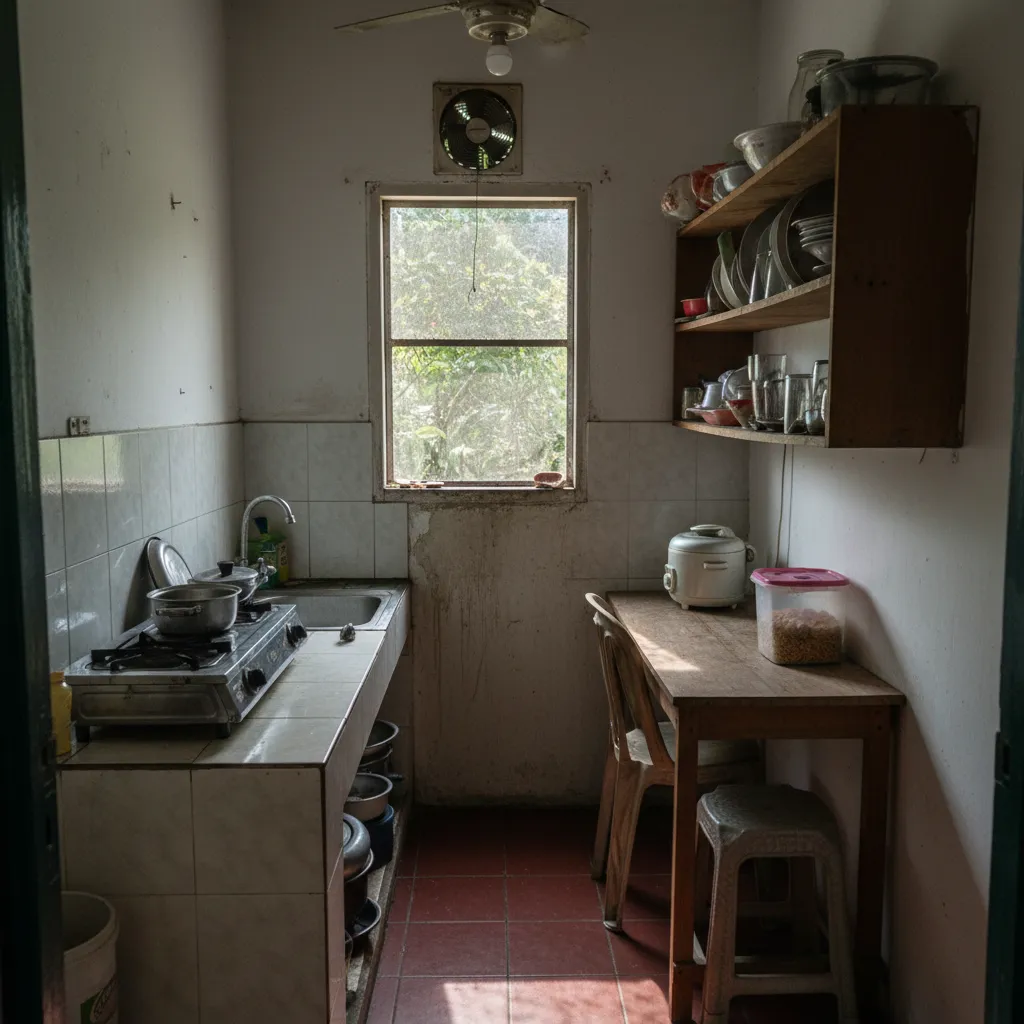 Ilustrasi masalah layout rumah kecil seperti dapur sempit