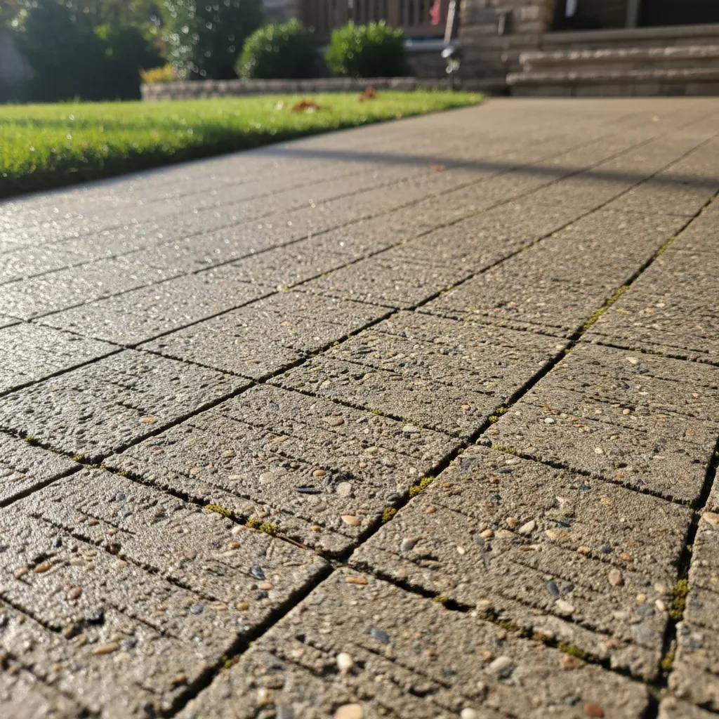 Detalle de material antideslizante en una rampa exterior