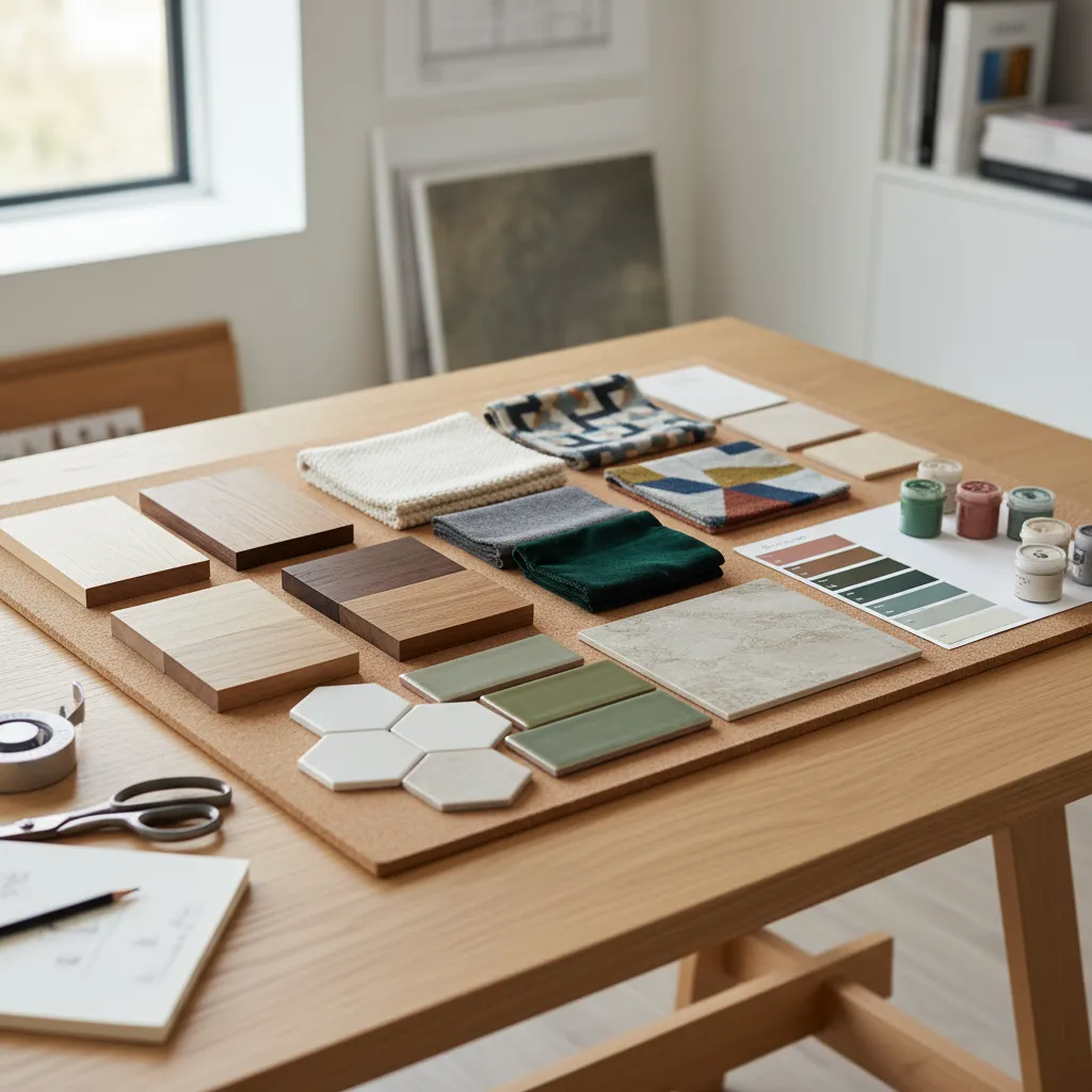 Selección de materiales y muestras para un proyecto de interiorismo