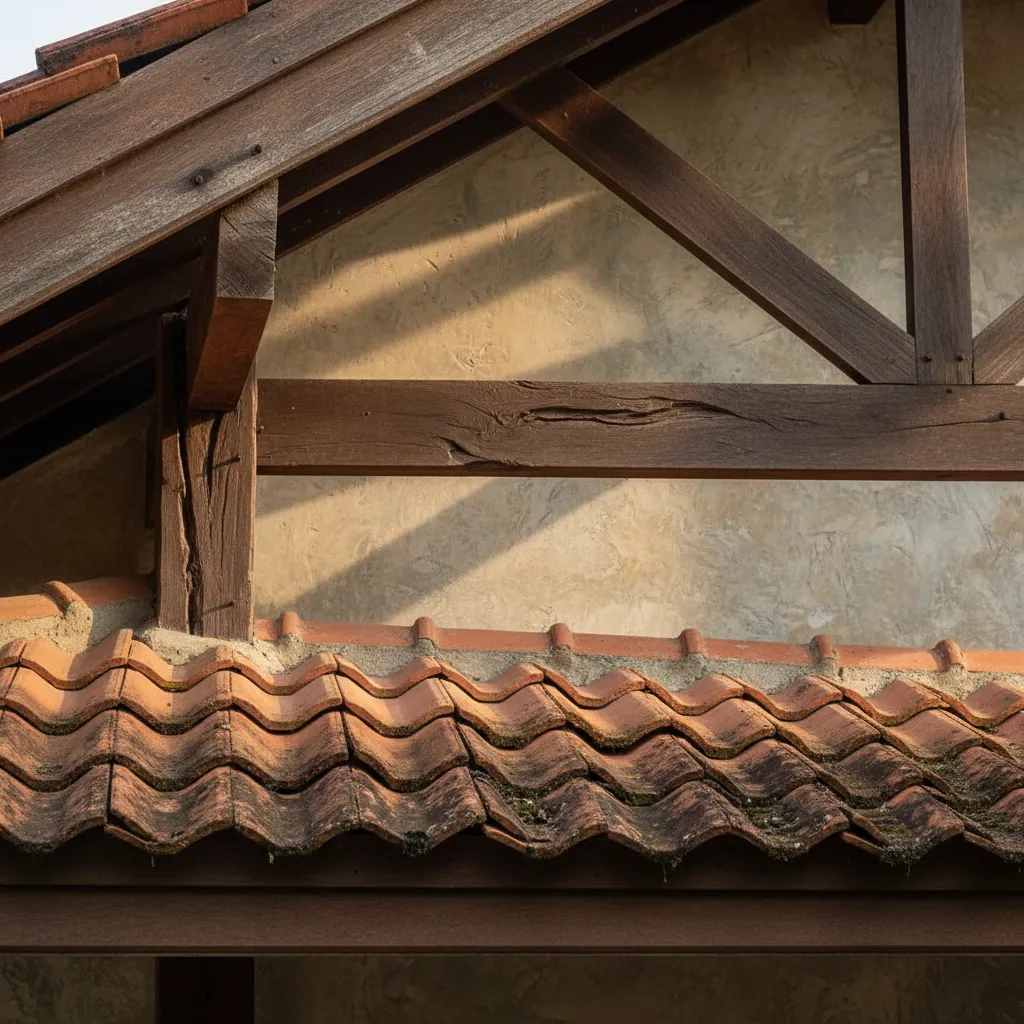 Detalle de materiales naturales usados en casa rural tropical
