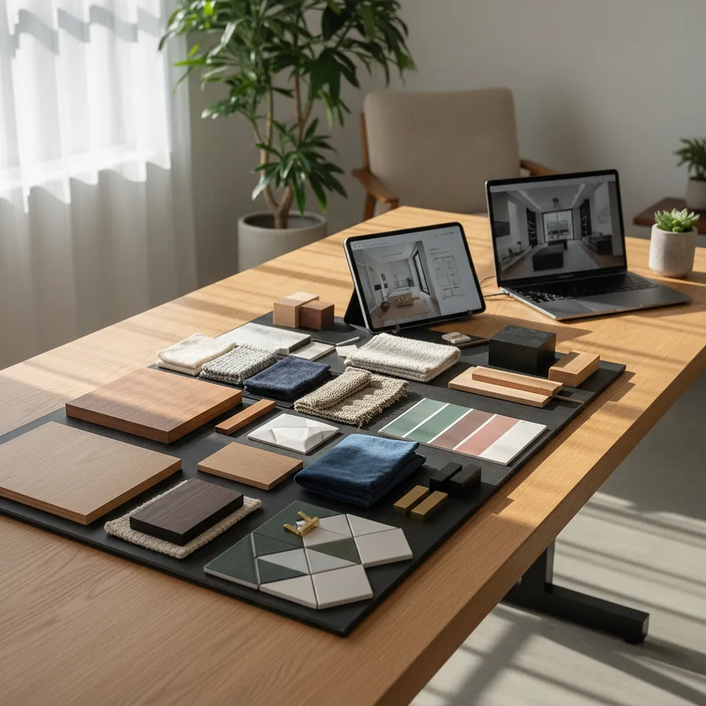 Muestras de materiales usados en proyectos de diseño interior