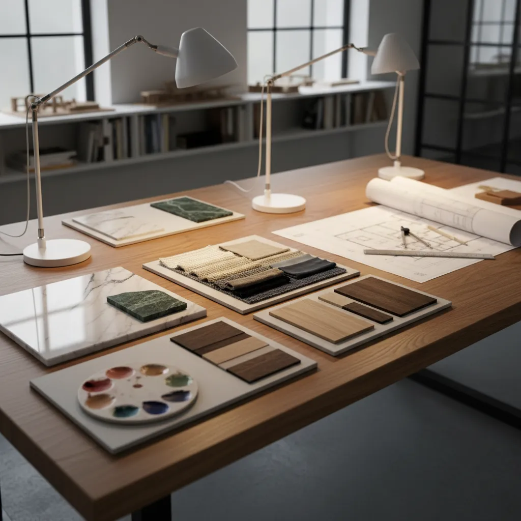 Muestras de materiales utilizados en proyectos de interiorismo