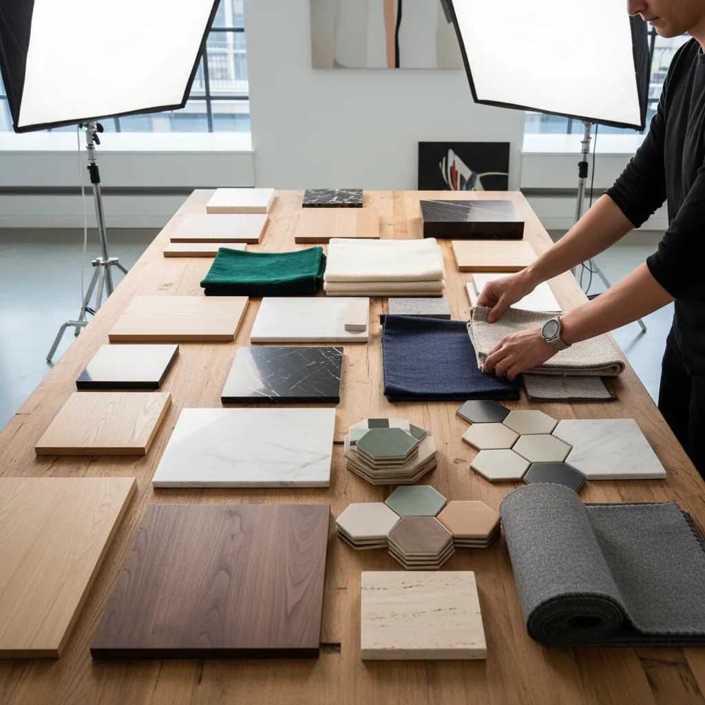 Muestras de materiales utilizados en proyectos de interiorismo