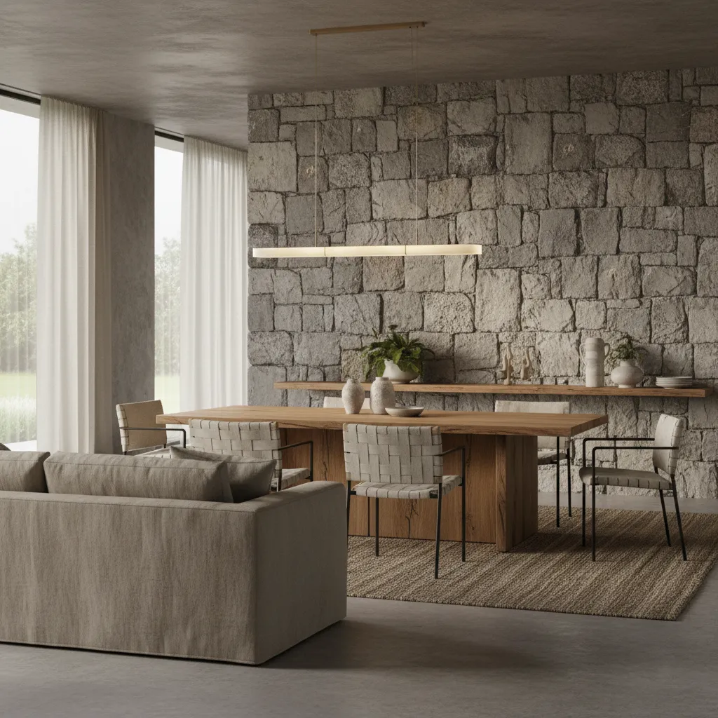 Materiales naturales en un interior contemporáneo