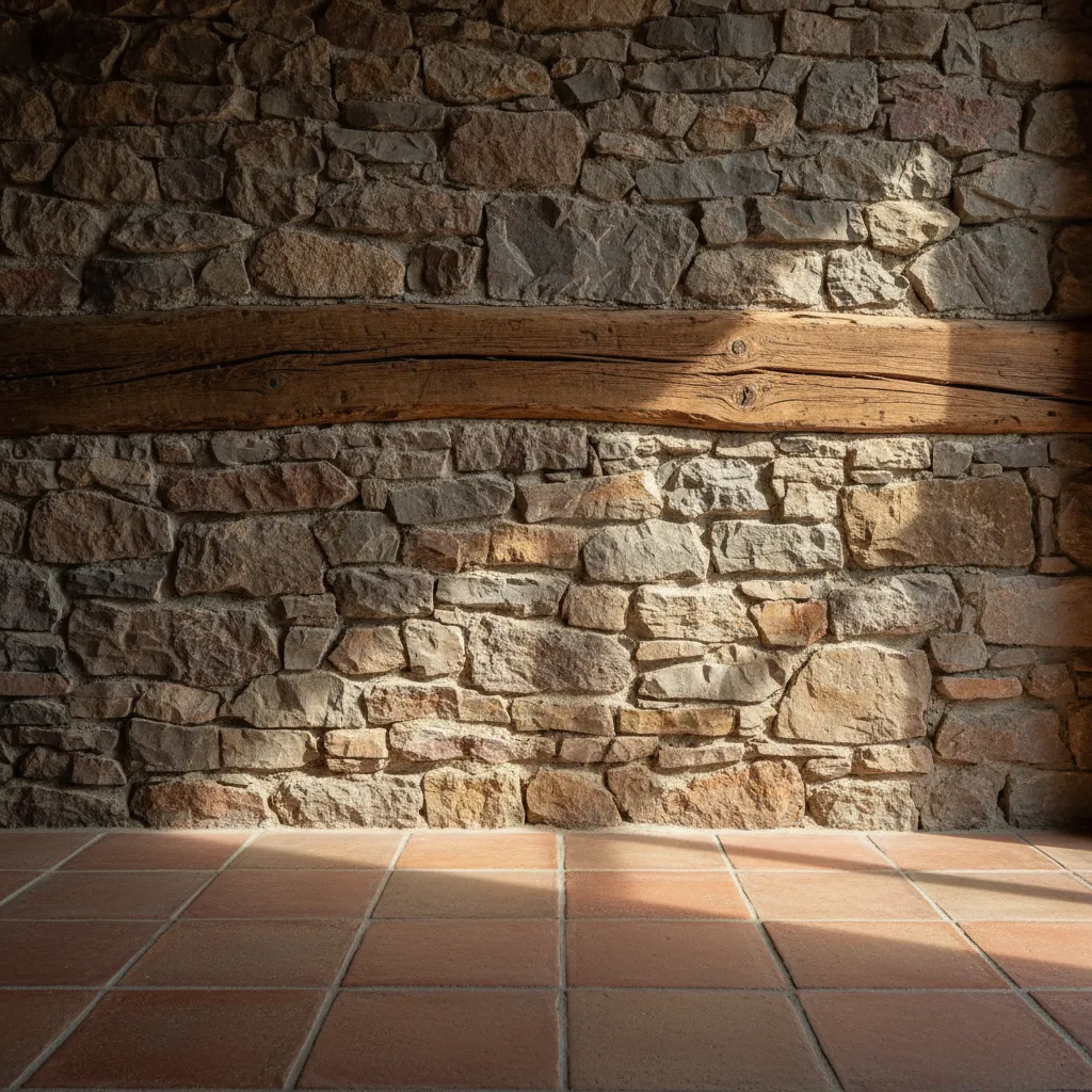 Detalle de materiales naturales en casa rural