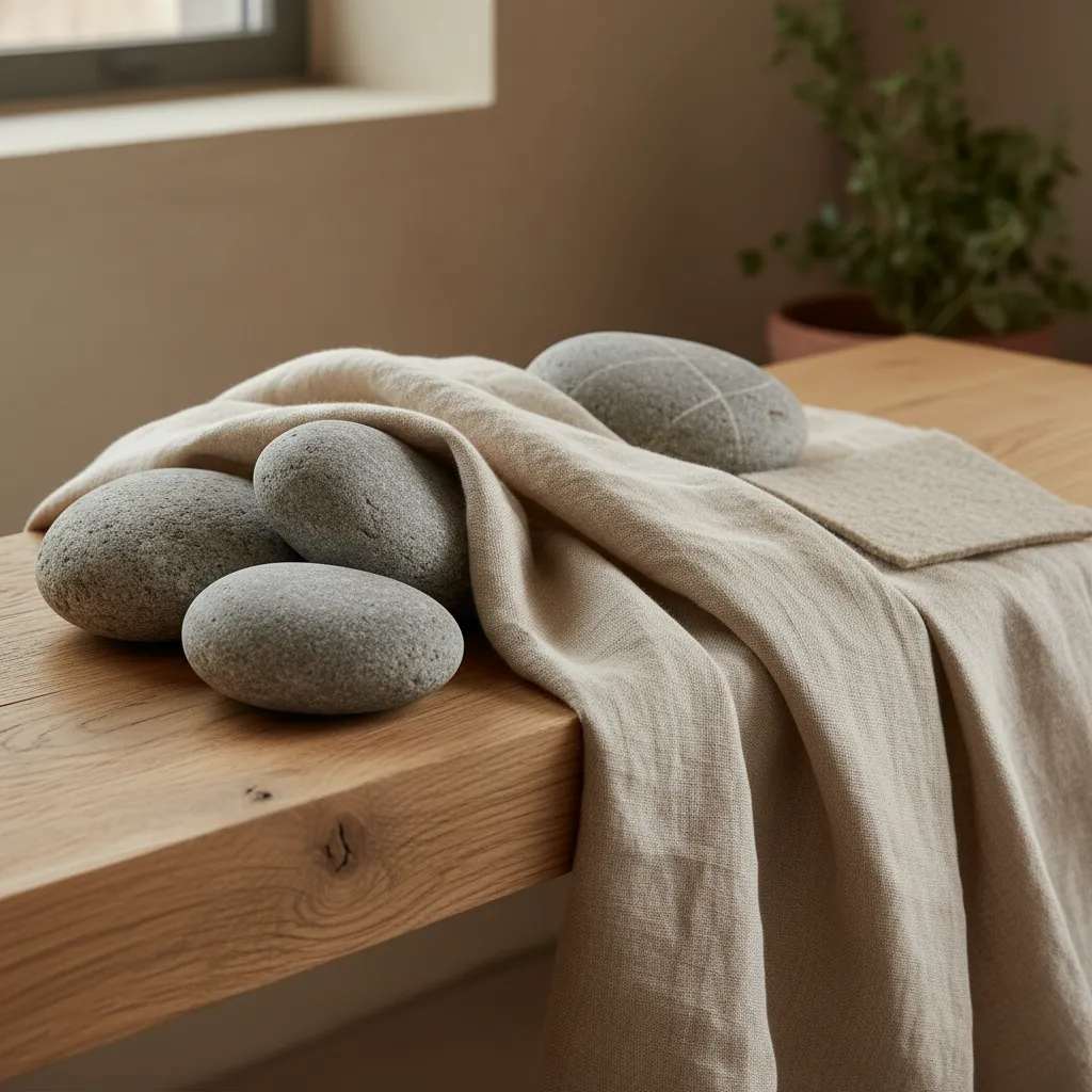 Detalle de materiales naturales en interior moderno