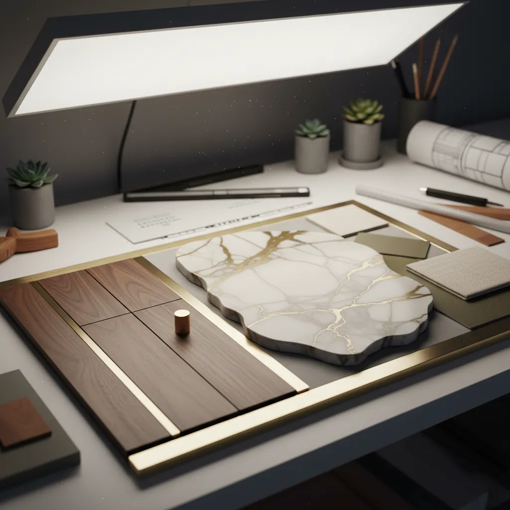 Detalle de materiales nobles en un interior contemporáneo