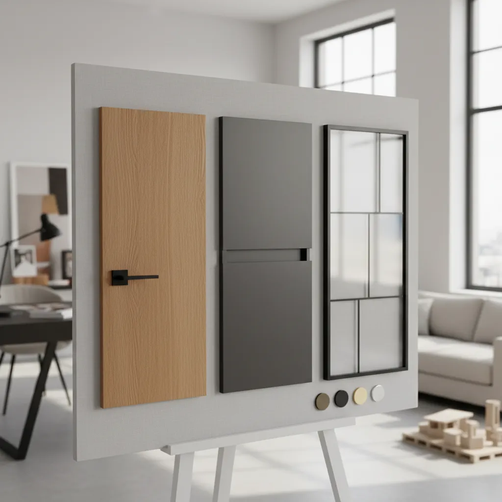 Comparación de materiales de puertas interiores como madera y MDF