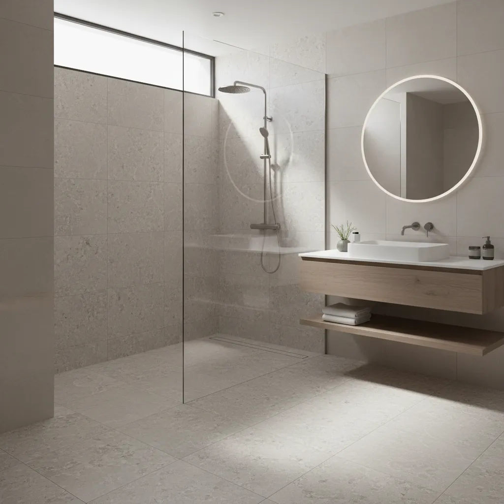 textured matte anti slip bathroom floor tiles in shower area