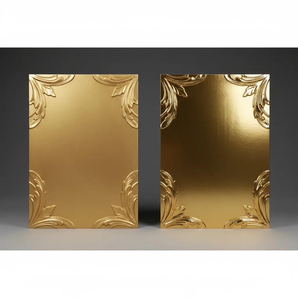 Comparison of matte and gloss topcoats on gold painted furniture