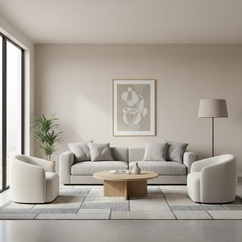 modern living room with matte wall paint finish showing soft light absorption