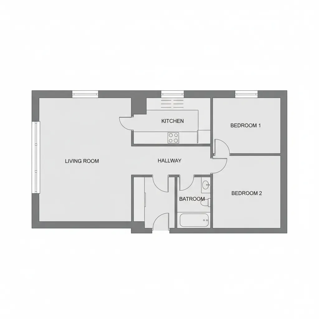 Example of a simplified Matterport generated 2D floor plan layout