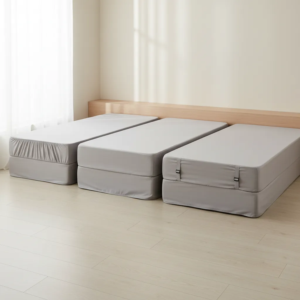 Different mattress thickness levels showing sheet retention methods
