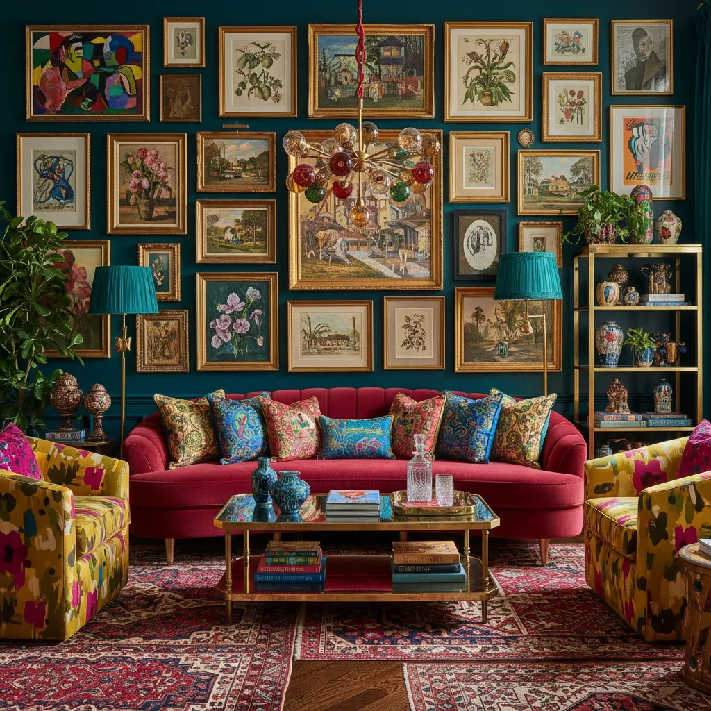 bold maximalist living room inspired by famous interior designers