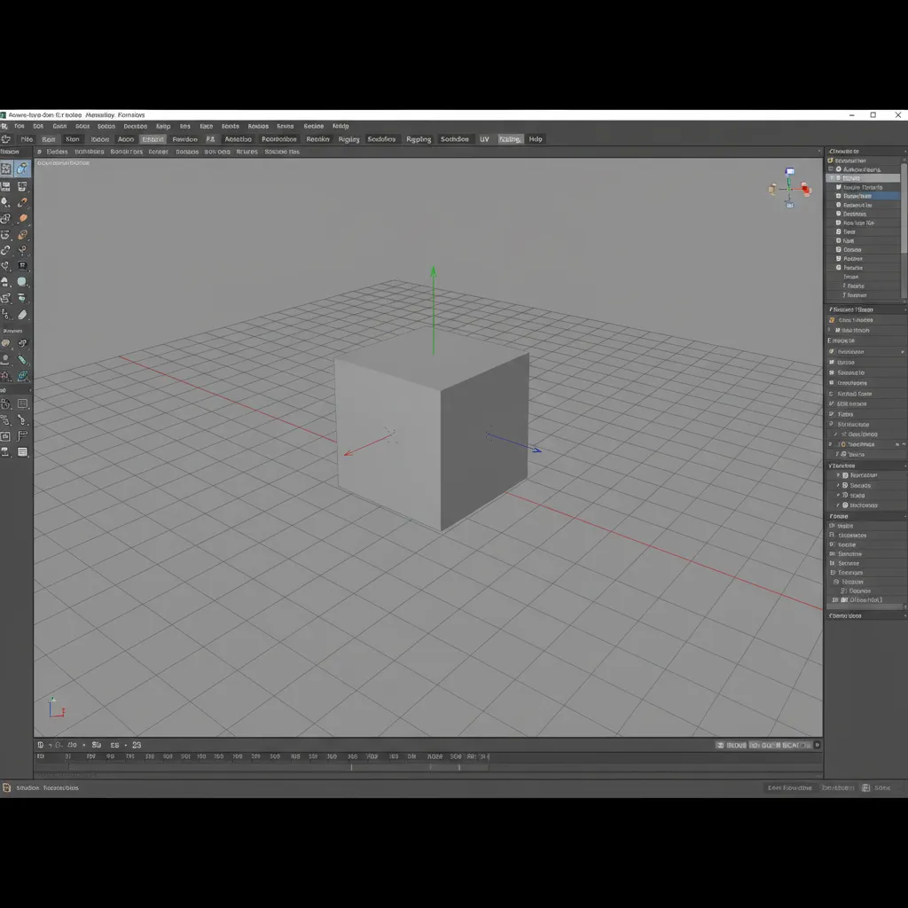 Autodesk Maya interface showing polygon modeling workspace with a basic cube primitive