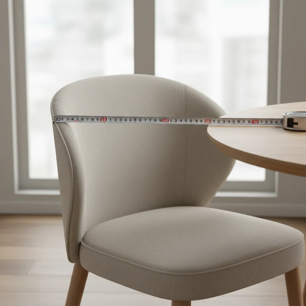 Measuring the height and width of a rounded dining chair back