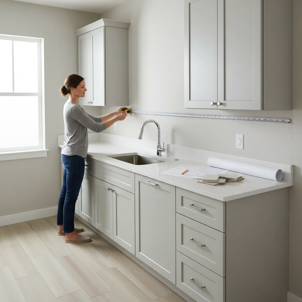 measuring kitchen wall for backsplash tile installation