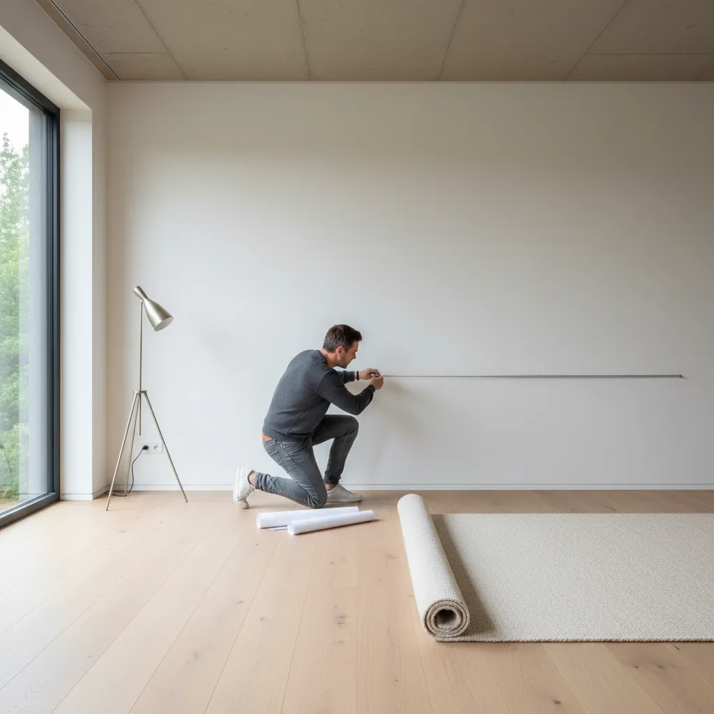 person measuring living room wall before creating a digital layout plan