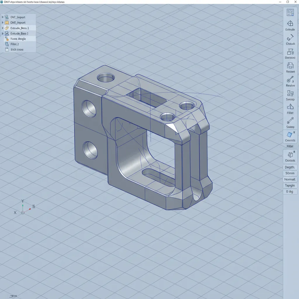 Mechanical engineering DXF profile extruded into 3D part